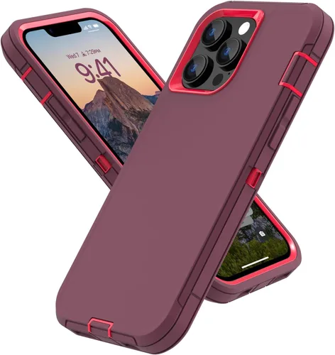 Vista 13 de Sansunto Funda para iPhone 13 Pro, doble capa de protección de cuerpo completo para hombres y mujeres, funda de goma de silicona no incorporada Negro