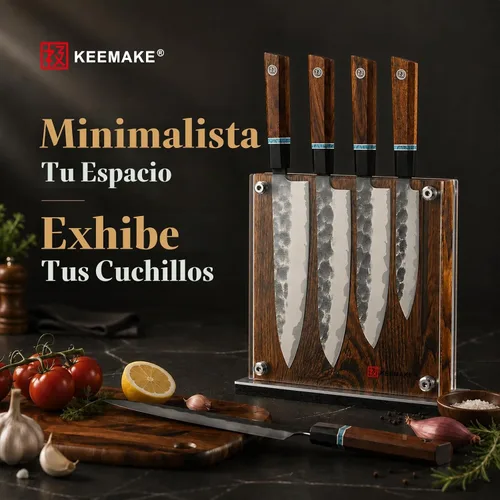 Vista 9 de KEEMAKE Magnetic Kitchen Knife Block Holder with Acrylic Shield