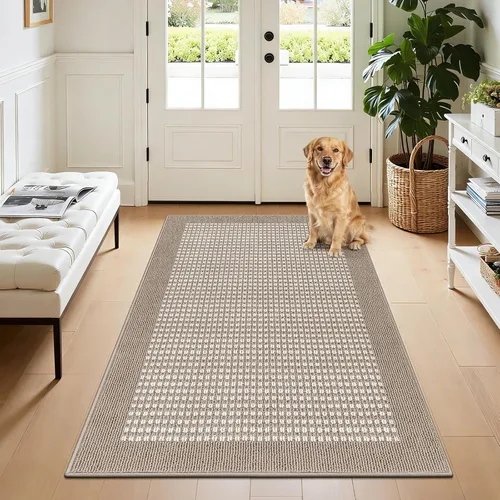 Vista 45 de Ileading Tapete para puerta de interior de 24 x 36 pulgadas, absorbente para perros, tapete de bajo perfil para entrada pequeño con respaldo de goma