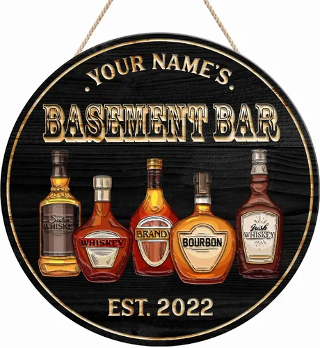 Vista 14 de Artsy Woodsy Placa de madera personalizada para bar pub (no tallada) Accesorios de decoración de pared y puerta, letrero rústico de bar, letrero