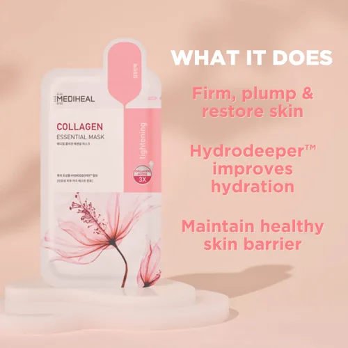 Vista 2 de Mediheal Oficial Mejor Máscara de Hoja Coreana - Máscara Facial Esencial de Colágeno y Árbol del Té, 20 Hojas, Lifting, Reafirmante, Calmante