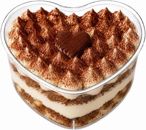 Vista 6 de Restaurantware Mini recipientes de 4.7 onzas, 100 recipientes desechables para postres, diseño duradero en forma de corazón, vasos de plástico