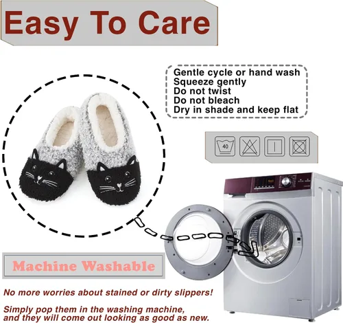Vista 7 de Lindas pantuflas de animales para niños, niñas y mujeres, calcetines de casa mullidos con suela antideslizante suave, regalos únicos para mamá