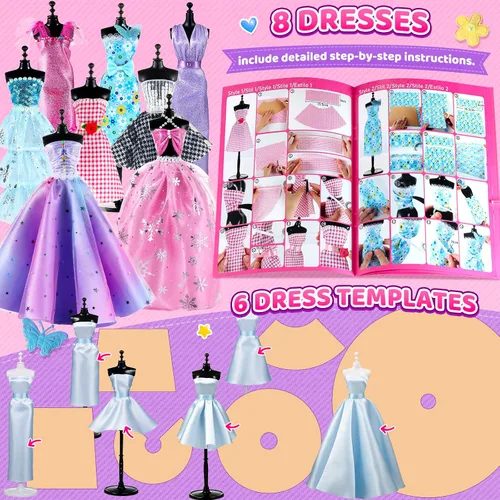 Vista 6 de Más de 1200 kits de diseño de moda para niñas con 8 maniquíes y tutorial