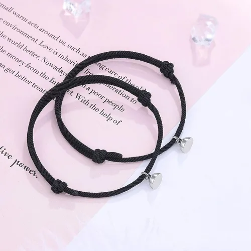 Vista 3 de Pulseras magnéticas para parejas, pulsera de cuerda trenzada de atracción mutua, regalos para parejas, mujeres, hombres, amantes, novio, novia, él