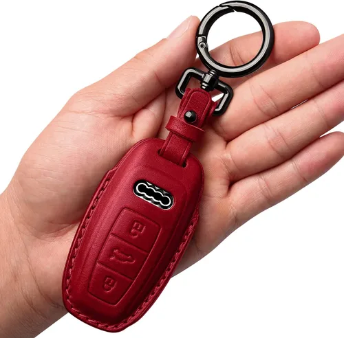 Vista 7 de Tukellen Funda de Cuero para Llavero de Audi con Cadena de Llaves, Protector de Funda de Cuero Compatible con Llavero Inteligente sin Llave 2019