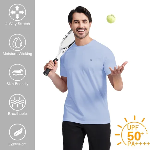 Vista 5 de M MAELREG Camiseta para hombre que absorbe la humedad, manga corta y larga, ligera, casual, cuello redondo, camisetas para hombre