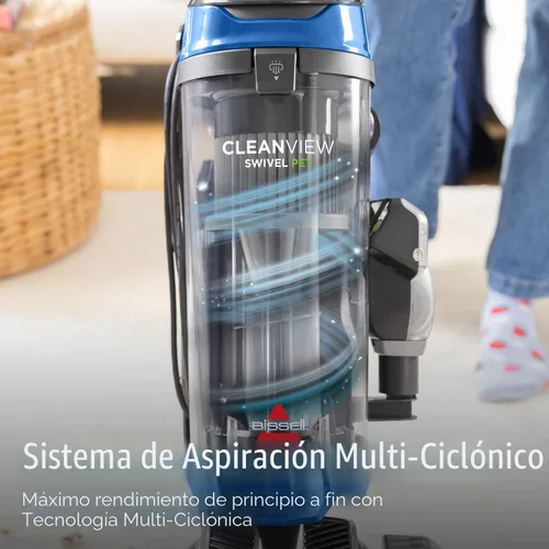 Vista 7 de Bissell CleanView Aspiradora giratoria con rodillo de cepillo de triple acción, dirección giratoria, varita de extensión, tanque de suciedad fácil