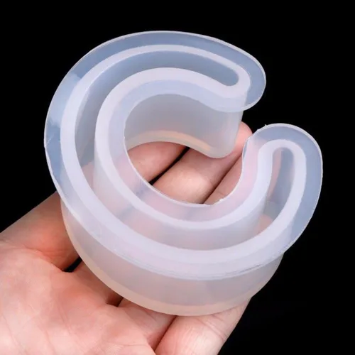 Vista 5 de 2 unids C Font Cuff Bracelet Silicona Brazalete Molde Claro Pulsera Redonda Joyería Fundición Resina Molde
