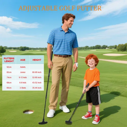 Vista 4 de WIGERLON Putter ajustable para niños y adultos, hombres y mujeres, mini palos de golf para niños 3-5, 5-7, 8-12, juego de mini golf con 4 pelotas