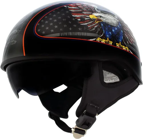 Vista 35 de Hot Leathers Avanzado Moto DOT Skull Cap Classic Half Cascos Biker HLD HLT