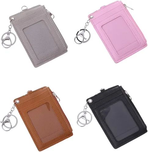 Vista 8 de Portatarjetas de cuero portátil para tarjetas de identificación de negocios, tarjetero y monedero