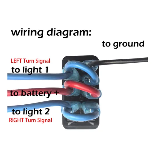 Vista 6 de Interruptor basculante de señal de giro LED ámbar de 7 pines ON-OFF-ON DPDT con cables de puente para motocicleta UTV ATV SXS carrito de golf