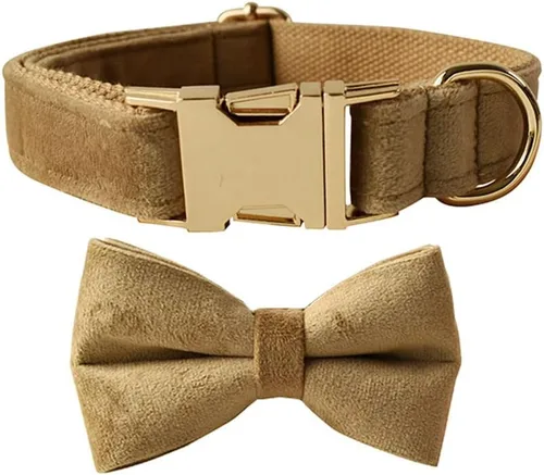 Vista 29 de Love Dream Collar de perro Bowtie de terciopelo, con hebilla de metal desmontable, suave, cómodo, ajustable, para perros pequeños, medianos