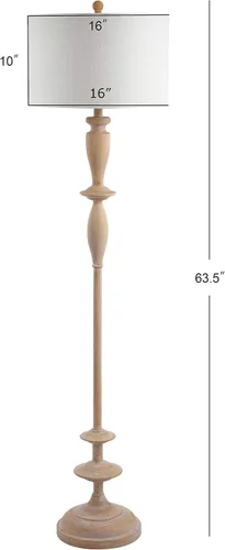 Vista 5 de JONATHAN Y Lámpara de pie de resina con acabado de madera marrón de 63.5 pulgadas, lámpara de pie de eje torneado tradicional para sala de estar