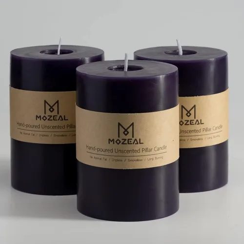 Vista 54 de MOZEAL Juego de 3 velas sin perfume vertidas a mano de 3 x 6 pulgadas, velas tipo pilar sin goteo, combustión de larga duración, aproximadamente 120