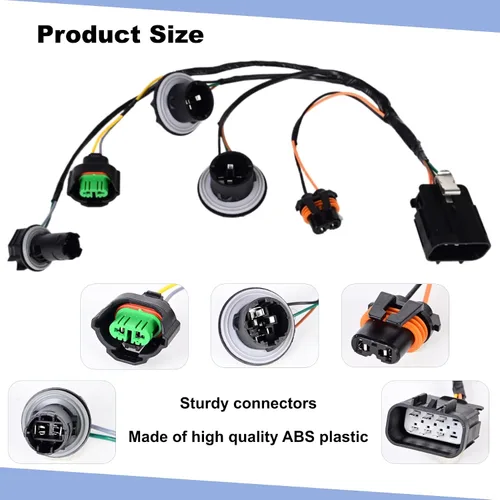 Vista 2 de Arnés de cableado de faros compatible con GMC Sierra 1500 2500 3500 2007-2014 reemplazo del conector de arnés de cableado de faros # 15841610