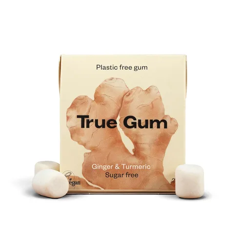 Vista 13 de True Gum Goma de mascar sin plástico, sabor menta, goma de mascar sin azúcar hecha con xilitol, a base de plantas, vegana, biodegradable, sabores