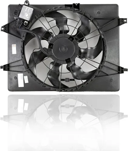 Vista 2 de Conjunto de ventilador doble de radiador y condensador - Pacific Best Inc. Compatible/Reemplazo para HY3115149 11-13 Hyundai Sonata transmisión