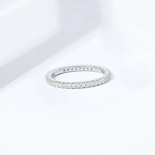 Vista 4 de Tienda Essentials Rhodium Plated Single Row Pave Stackable Eternity Ring