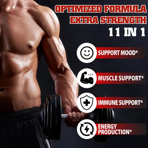 Vista 3 de Refuerzo de testosterona Agobi MaxT-On 11 en 1 para hombres, equivalente a 14000 mg de alta potencia, resistencia, conducción y fuerza, 120 cápsulas