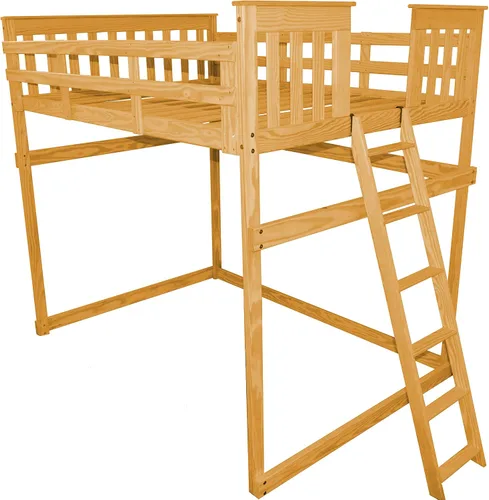 Vista 47 de Furniture Barn USA - Cama tipo loft de tamaño individual con escalera final, pintado de pino negro