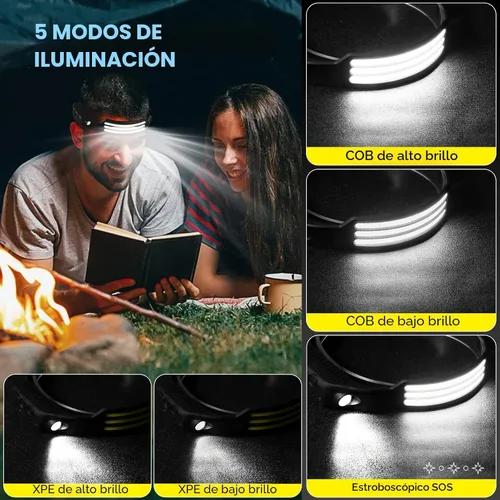 Vista 3 de DAWINSIE Linterna frontal LED recargable (2 unidades), lámpara de cabeza de haz ancho de 230° con sensor de movimiento, linterna impermeable