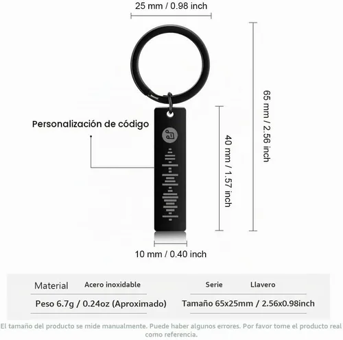 Vista 2 de Spotify - Llavero personalizado con código de música con código de Spotify Negro