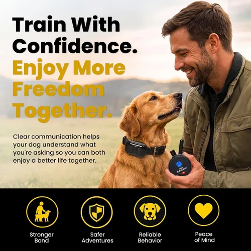 Vista 2 de Educator ET-300 Mini Collar E negro para adiestramiento de perros con control remoto, rango de 1/2 milla, impermeable, 100 niveles de estimulación