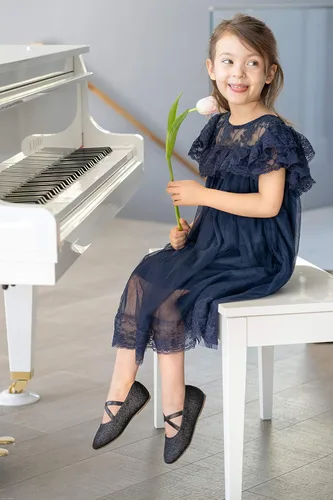 Vista 5 de Otter MOMO Zapatos planos de bailarina para niña, con lazo decorativo, ideales para llevar con vestido y combinan bien con flores, para escuela