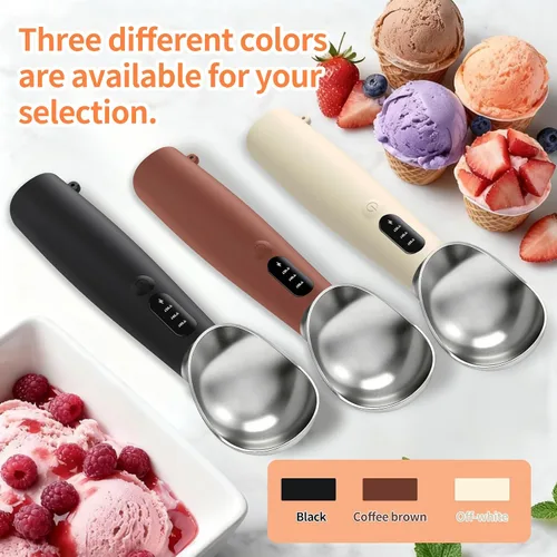 Vista 6 de Cuchara de helado con calefacción recargable, resistente al agua IP67, cuchara eléctrica para helado con pantalla LED, se calienta a 158.0 °F
