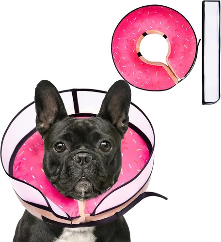 Vista 21 de Collar inflable para perro con forma de cono de perro con forma de dona de cuello suave mejorada antilamer para perros y gatos, collar de cono
