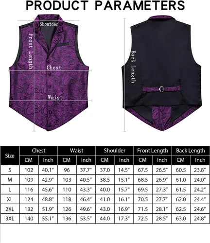 Vista 2 de Barry.Wang Chaleco victoriano de seda para hombre, conjunto de corbata con cuello a medida, chaleco gótico steampunk de cachemira, formal, fiesta