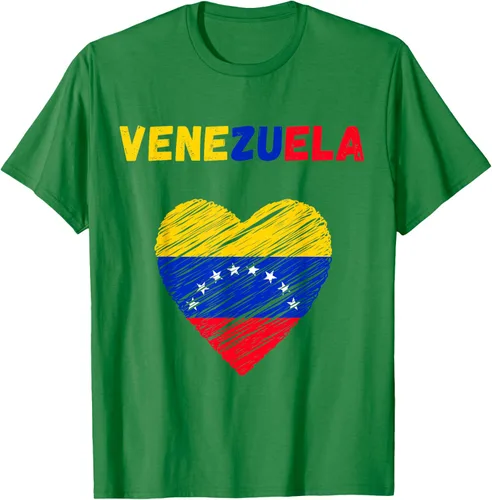 Vista 5 de Camiseta con la bandera venezolana con corazón de Venezuela, Negro