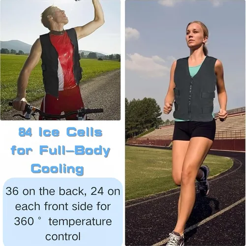 Vista 2 de MR.ICE Chaleco de enfriamiento para hombres y mujeres, chaleco de hielo ajustable para motocicleta, trabajadores, deportes, al aire libre, alivio