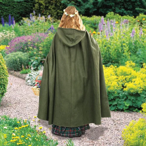 Vista 4 de Capa de bruja renacentista con capucha, disfraz medieval de hobbit para Halloween