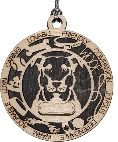 Vista 184 de Adorno de Navidad personalizado para perro Cavalier King Charles Spaniel, redondo de 3 pulgadas, madera cortada con láser de 2 capas, nombre y texto