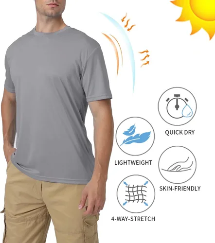 Vista 4 de BIYLACLESEN Camiseta de manga corta con protección solar UPF 50+ transpirable de secado rápido, para correr, para hombre