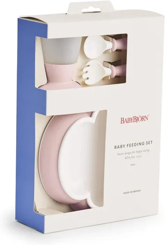 Vista 2 de BABYBJÖRN Juego de alimentación para bebé, rosa polvo, juego de 4 piezas