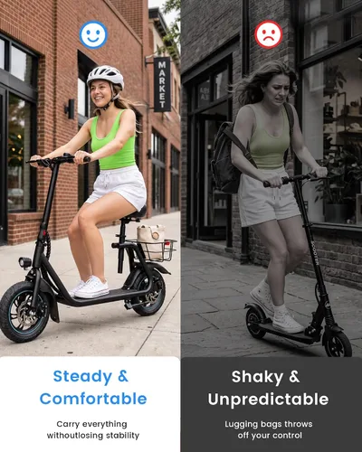 Vista 2 de Gyroor Electric Scooter with Seat for Adults C1 450W Motor 20 Miles Negro clásico