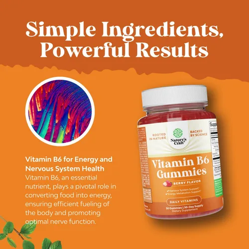 Vista 5 de Gomitas de vitamina B6 de 50 mg para náuseas de embarazo, bayas - 30