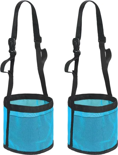 Vista 25 de Bolsa de alimentación para caballo, bozal de caballo con correa ajustable, malla de nailon, impermeable, bolsa para caballos de grano inferior Negro