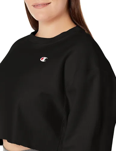 Vista 3 de Champion Camiseta corta de tejido inverso para mujer, pecho izquierdo C, Azul (Active Blue)