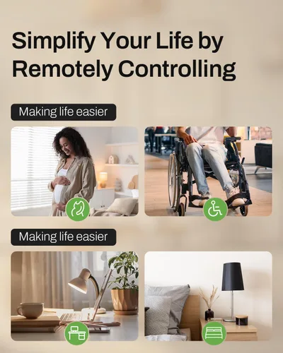 Vista 8 de HBN - Enchufe con control remoto inalámbrico con 2 controles de interruptor individuales, enchufes de diseño compacto hasta 100 pies de alcance