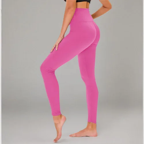 Vista 6 de Leggings de cintura alta para mujer, no se transparentan, con control de abdomen, pantalones de yoga para ciclismo, entrenamiento, yoga