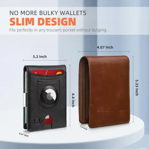 Vista 3 de Zitahli Carteras para hombre Airtag Holder Slim Rfid Cuero con Caja de Regalo