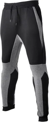 Vista 2 de Pantalones deportivos para hombre, pantalones deportivos con cordón de forro polar de retazos, a la moda, holgados, ajuste holgado, gimnasio