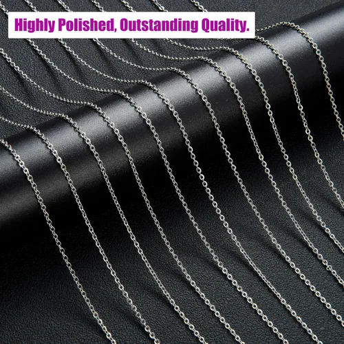 Vista 5 de Paquete de 24 cadenas de collar de acero inoxidable para fabricación de joyas, 16 pulgadas