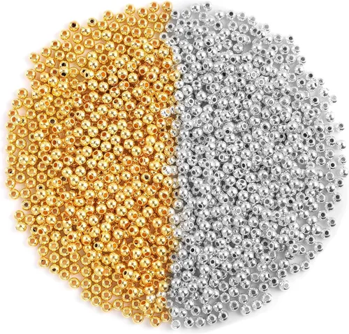 Vista 9 de DECYOOL 1200Pcs 4mm 6mm 8mm Gold Round Beads for Spacer Bracelet Making Dorado