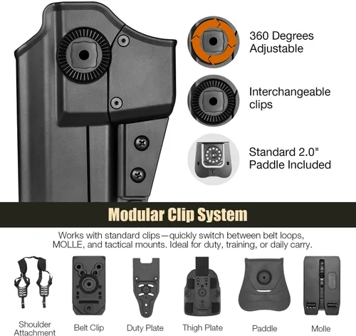 Vista 8 de WARRIORLAND Funda universal para pistola OWB con corte óptico, se adapta a las pistolas compactas más populares a tamaño completo con barril de 4 a